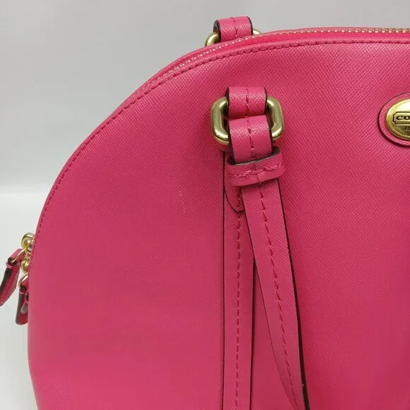 Coach Peyton Leather Cora Domed Satchel Bag M1381-F25671 - Picture 11 of 11